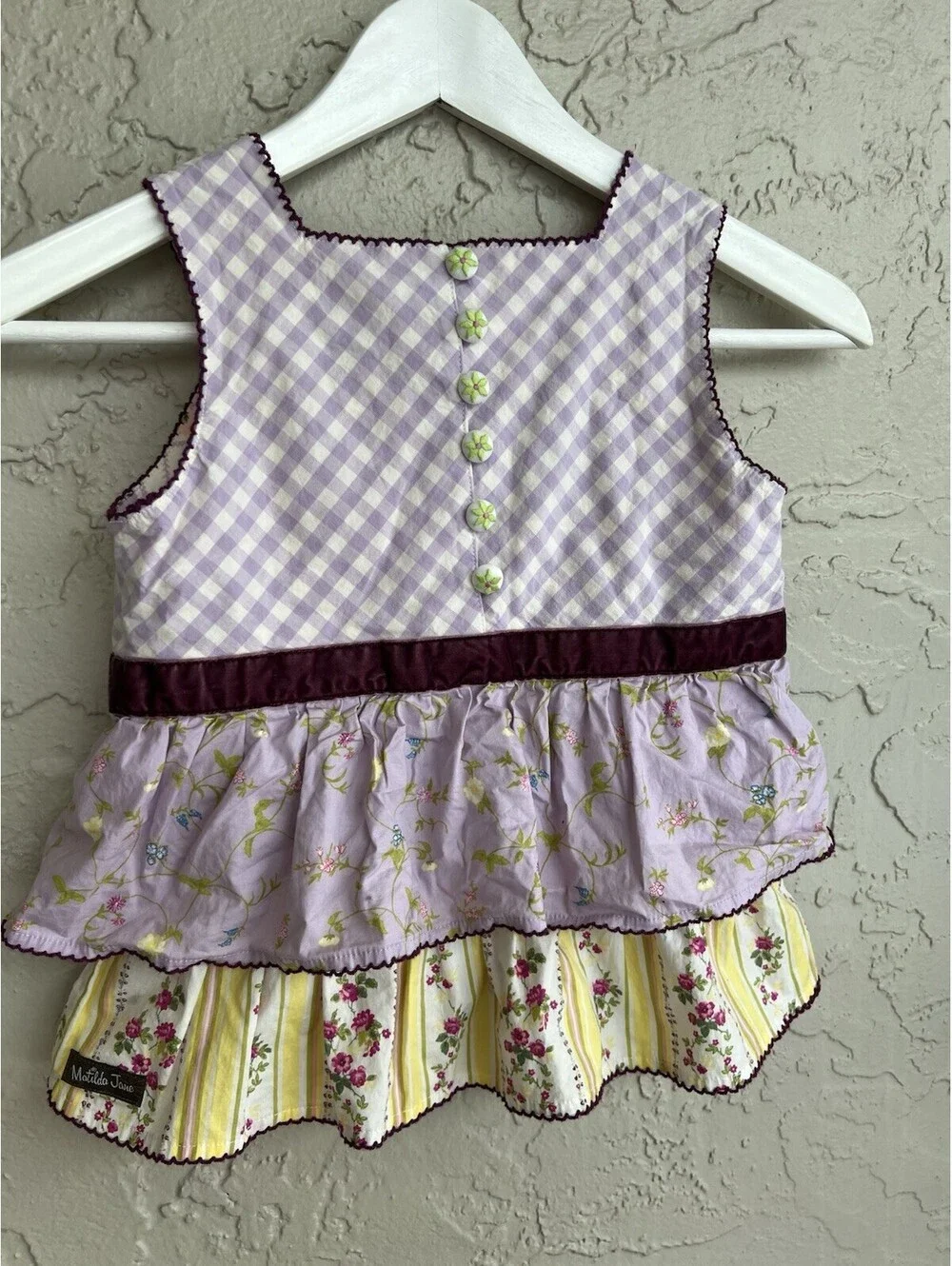 Matilda Jane Enchanted Garden Prudence Gingham Tunic Top Size 8